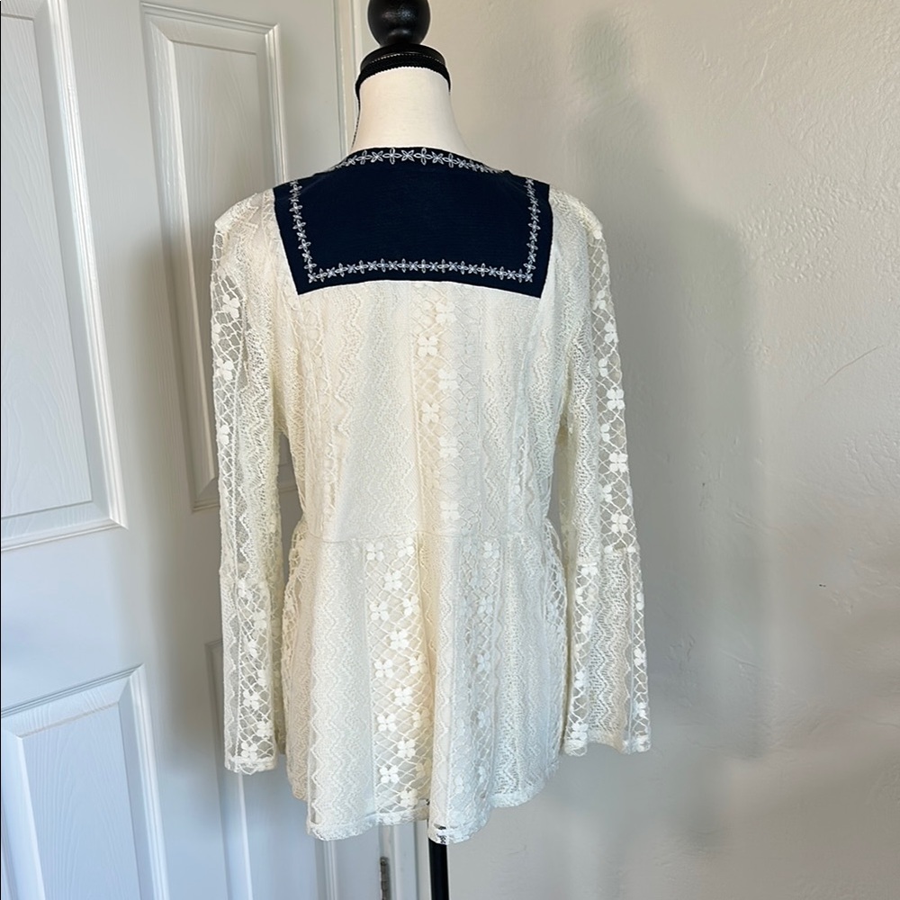 Style & Co. White Embroidered Peplum Tunic - Picture 3 of 10